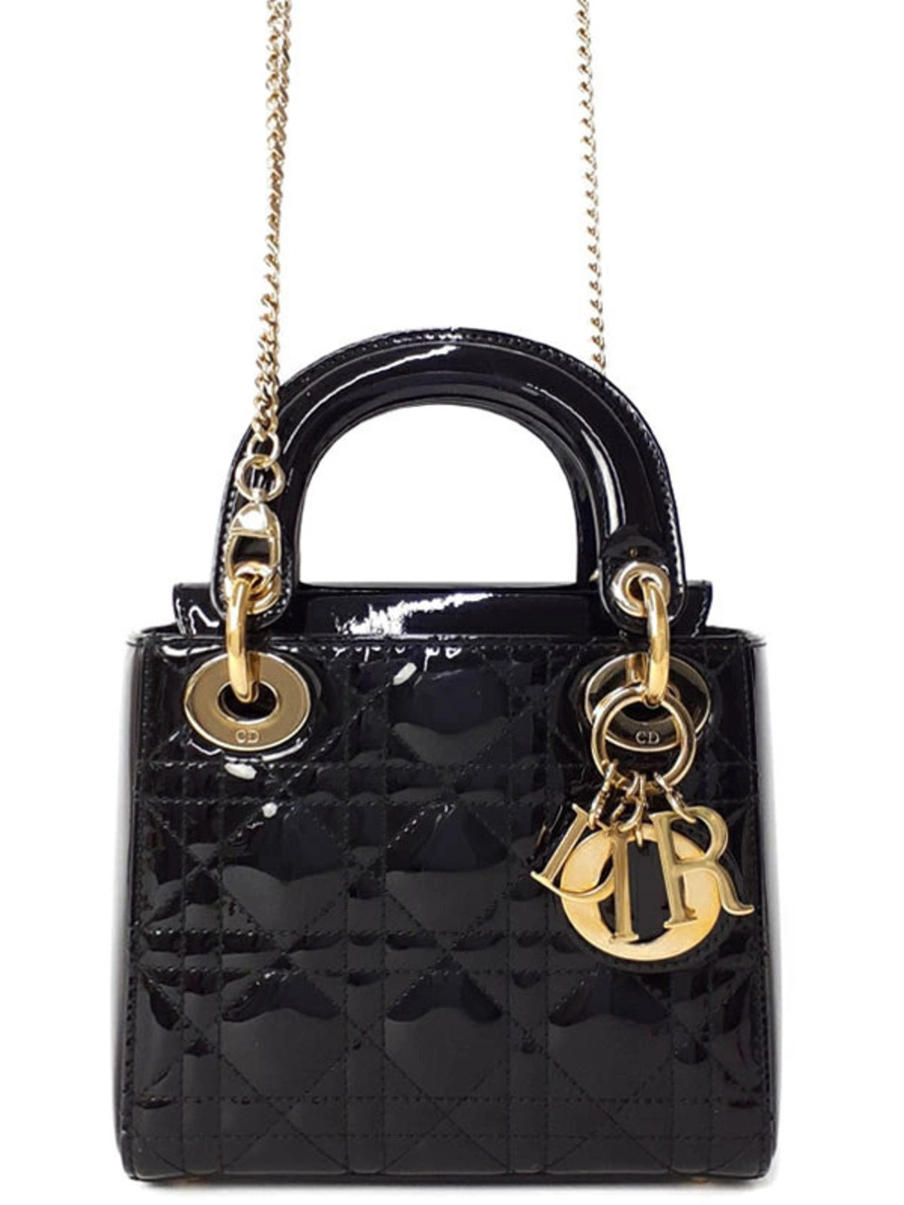 Christian Dior Lady Dior Bag black patent leather
